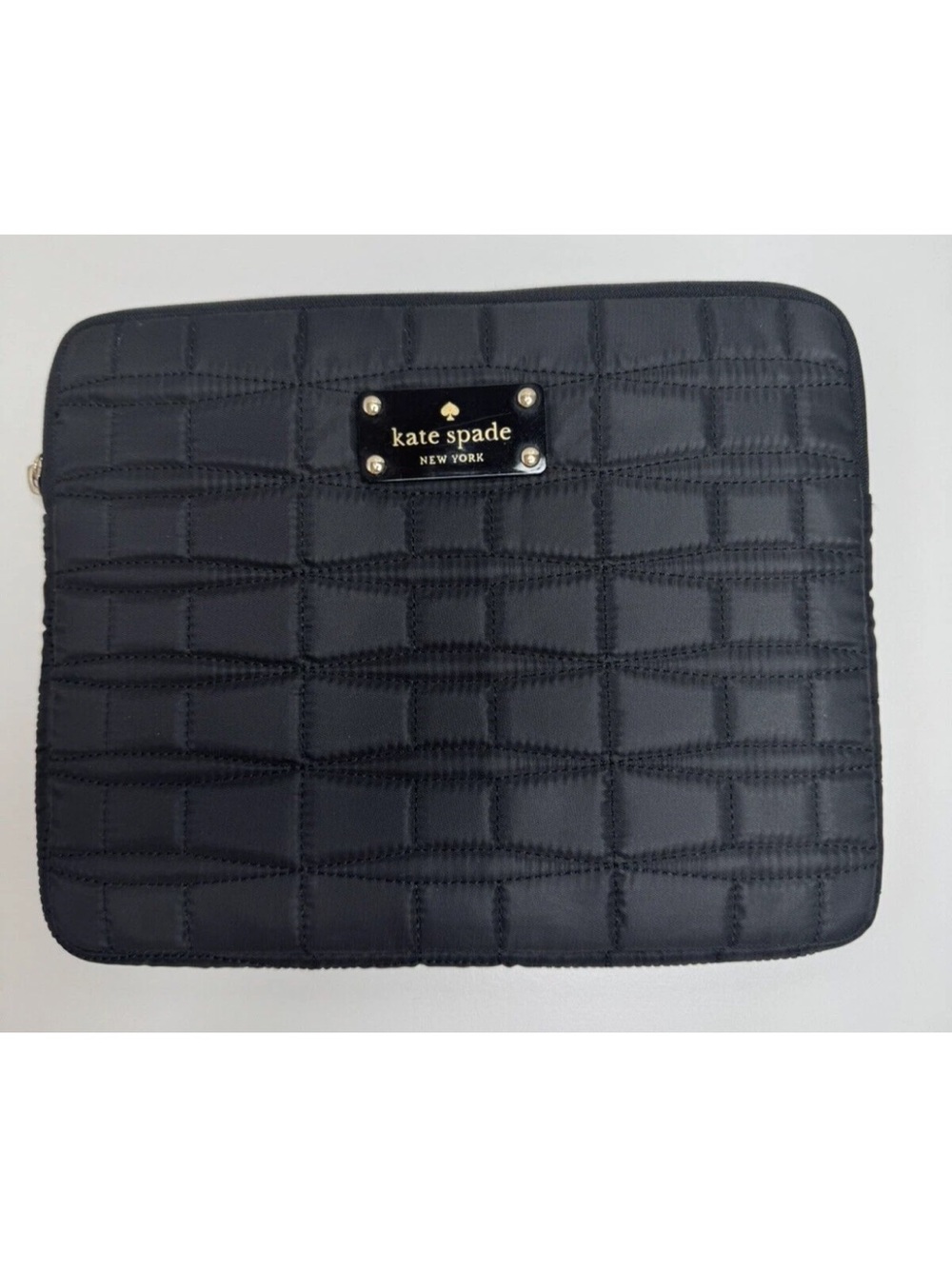 Kate Spade Black Quilted Tablet IPad Case 8”x10” Padded Zippered Sleeve